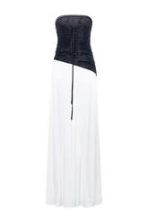 Serena Strapless Taffeta Maxi Dress - White/Black